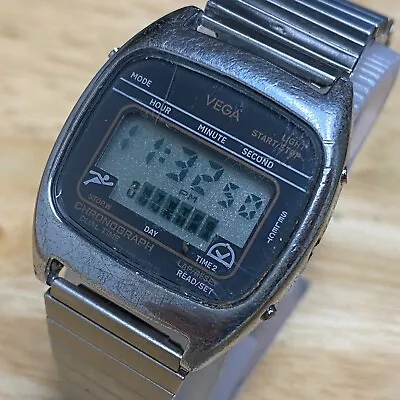 VTG Vega Mitsubishi Mens Stretch Digital Quartz Chrono Quartz Watch~New Battery • $56