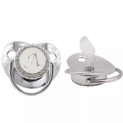 Name Initial Letters Newborn Baby Pacifier Kids Silver Bling Silicone Dummy Gift • $8.99