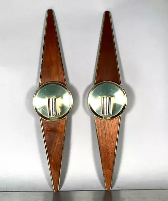 Pair Vintage Starburst Mid Century Modern Candle Sconces Atomic Era MCM 1960s • $94.22