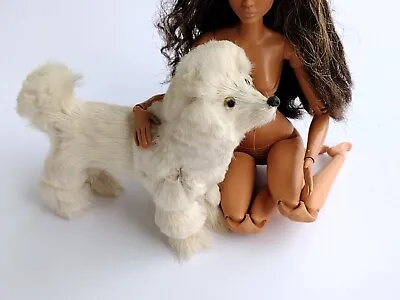 Mini Realistic Dog Barbie Doll Pet Animal Fur Poodle Dollhouse Miniature Diorama • $32
