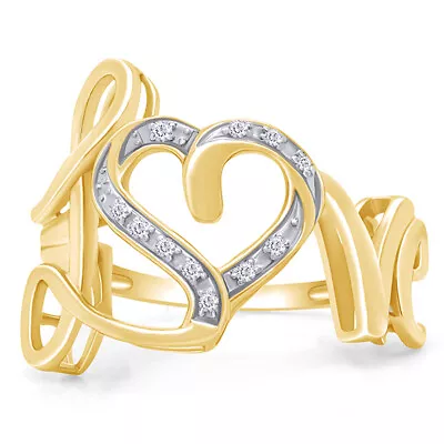 Simulated Round Diamond Musical Love Heart Ring Solid 925 Sterling Silver • $92.87