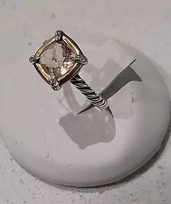 David Yurman Chatelaine Ring 7mm Morganite Diamond 18K Rose Gold Sterling Sz 5 • $900