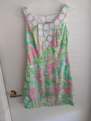 £10.41 • Buy Lily Pulitzer Dress Blue Pink 🩷 Sz 0 Print 