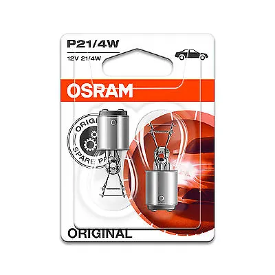 2x Genuine Osram Original P21/4W (BAZ15d / 566) 21/4w 12v Clear Bulbs [7225-02B] • £5.23