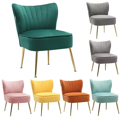 Tulip Dining Chairs Scalloped Back Matte Velvet Cocktail Seat Soft Makeup Stools • £109.95