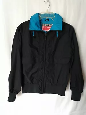 Pacific Trail Charger Barrier Black/Turq. Nylon Retro Jacket - Youth Size 12 • $22