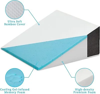 24*24*12  Gel Memory Foam Wedge Pillow W/ Washable Cover & Cooling Sleep Pillow • $31.99