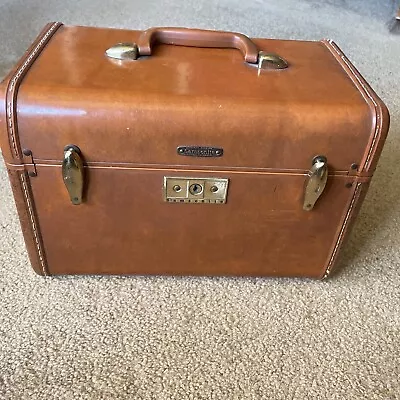 Vintage Samsonite Luggage Suitcase Cosmetic Train Case Leather W/o Key • $40