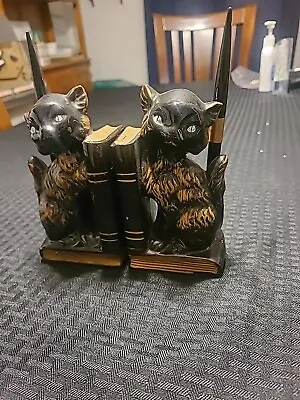 Black Cat Bookends & Pen Holders1950's Red Clay Original Made In Japan • $11.99