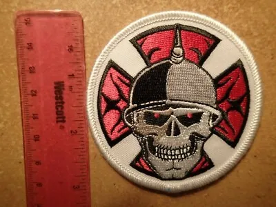 Tattoo Style Embroidered Patch-SKULL/GERMAN HELMET/IRON CROSS-Ex-BIKER CLUB • $5.79