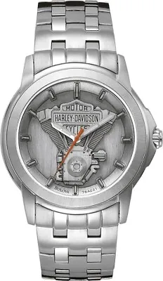 Harley Davidson Men's Quartz Watch V-TWIN With Grey Dial Analogue Display 76A021 • $199