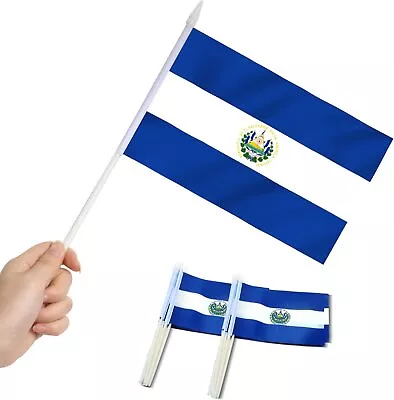 Anley El Salvador Mini Flag 12 Pack - Hand Held Small Miniature Salvadoran Flags • $6.55