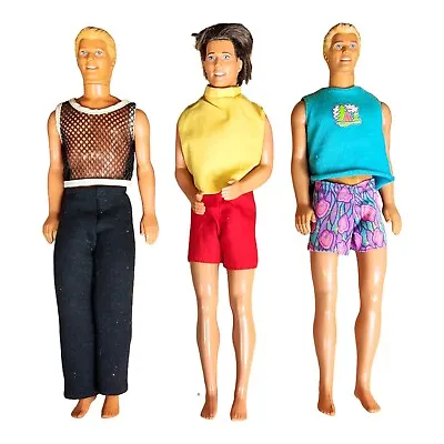 3 Ken Dolls Barbie 1990s - Unidentified Models Various Outfits - Collectible Se • $68.79