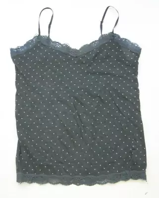 £9.81 • Buy Polka Dot Womens Gray White Tank Top Tee T-Shirt Womans Large Cotton Spandex QQ5