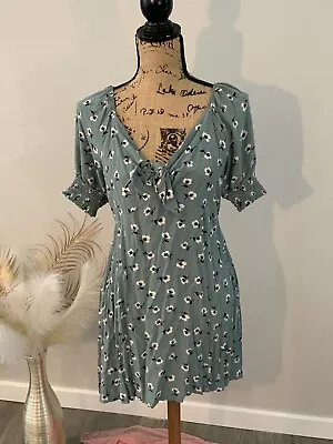 Mimi Chica Green Floral Summer Dress W/ Pockets Size XL  • $12.99