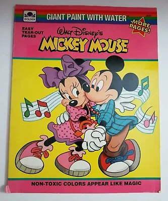 Walt Disney's Mickey Mouse Giant Paint W Water Coloring Book Minnie Golden 1990 • $4.49