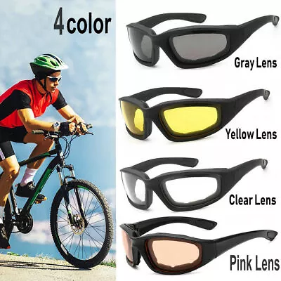 4 Color Motorcycle Sports Biker Riding Glasses Padded Wind Resistant Sunglasses • $8.38