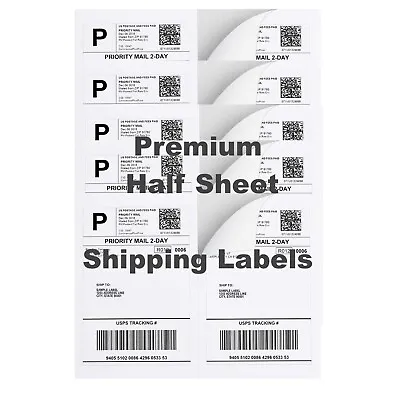 50-8000 Shipping Labels 8.5  X 5.5  Half Sheets Blank Self Adhesive 2 Per Sheet • $8.50