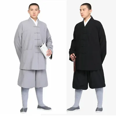 Shaolin Monk Uniform Cotton Buddhist Meditation Robe Kung Fu Suit Costume • $68.52