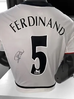 Rio Ferdinand Hand Signed RETRO Man Utd #5 Shirt + Verified COA - White 3rd • £99.99