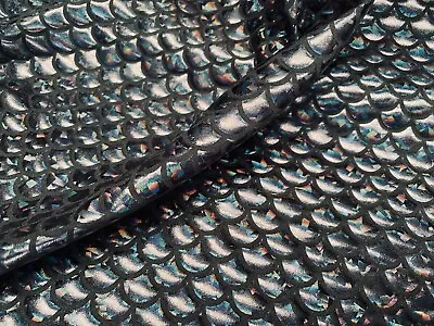 MERMAID Scale Fabric Fish Tail Material Stretch Spandex 59  Wide Black On Black • £0.99