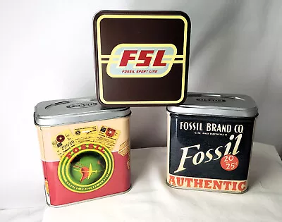 VTG Fossil Watch Tins Lot Of 3 Authentic Collectible Tin Boxes 1998 & 2003 Great • $29