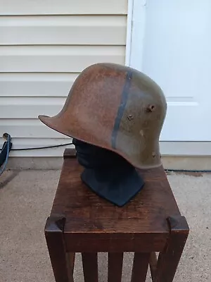 Original WW1 German Army M16 Stahlhelm Camouflage Helmet W/ Liner Ring CAMO • $699.99