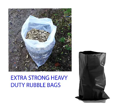 £8.79 • Buy Heavy Duty Polythene Black / Clear Bags Sack Rubble Builder Garden Waste Strong