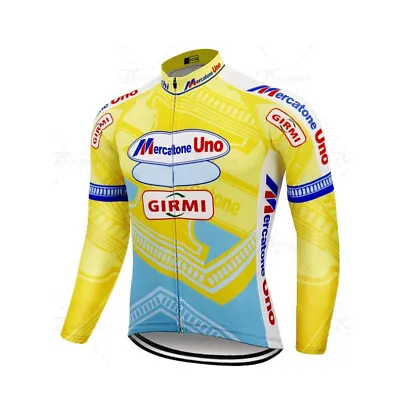 Mens Team Mercatone Uno Cycling Long Sleeve Jersey Cycling Jerseys Bike Jerseys • $22.61