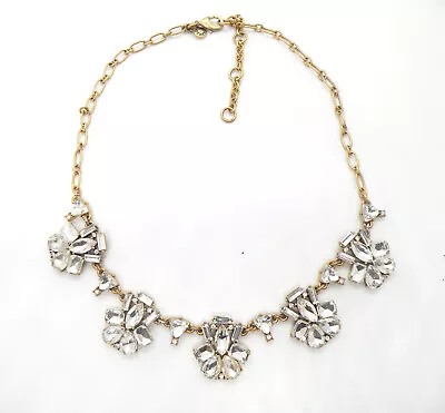 J Crew Signed Bubble Rhinestone Designer Gold Tone Jewelry Necklace • $19.90