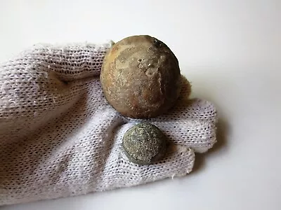 Lot Of 2 Ancient Perfect Pirate Iron Cannons Balls From Ship Bombards XV AD. • £135.12