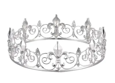 ESERES Men's Fleur De Lis Crown/Tiara King/Prince Birthday Prom (Silver Plated) • $14.80