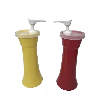 Vintage Tupperware Ketchup & Mustard Pump Dispensers - Red / Yellow • $7.20