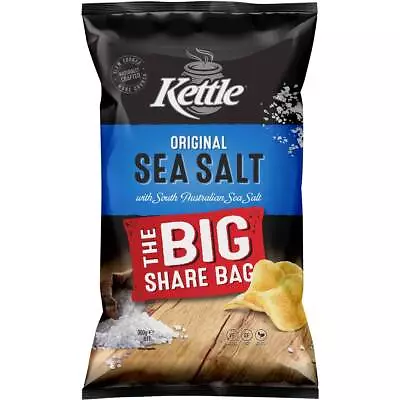 Kettle Original Sea Salt Potato Chips Big Bag Party Size 300g • $17