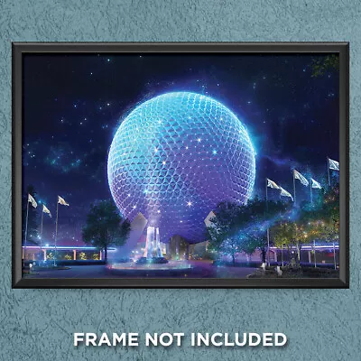 Spaceship Earth Epcot Disney 50th Anniversary Print Poster Irridescent Art 3766 • $29.95