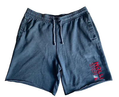 Men's Blue Hollister California Logo Cotton Mix Casual Shorts Size Medium • £8.95
