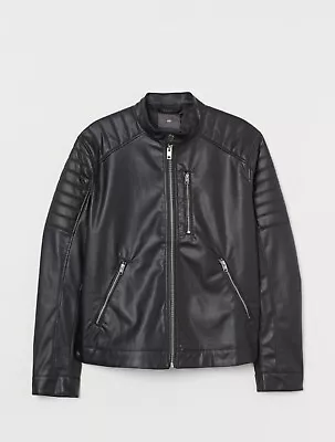 H&M Black  XS Zipper Faux Leather Pocket Jacket NEW • $65