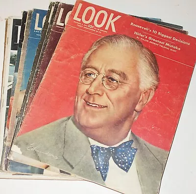 Vintage LOOK Magazine Lot (9) WWII 6 Issues 1945 1 Issue Each 1958 1962 1963 • $49.95