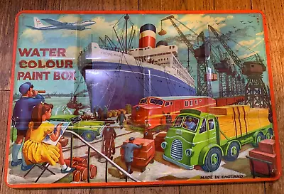 Vintage Water Colour Paint Box Oceanliner Truck Train Planes Cranes England • $34.99