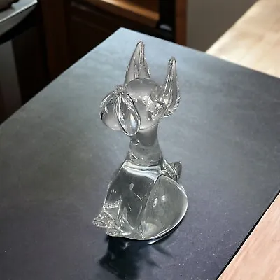Great Dane Art Glass Dog Figurine Vintage Clear Glass 5  • $29.99