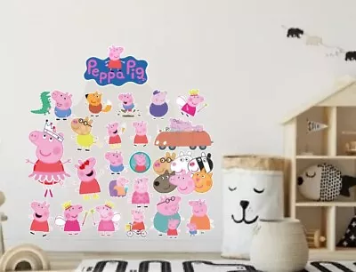 Peppa Pig Wall Stickers Baby Kids Bedroom Nursery Decor Art Mural Decal • £6.99