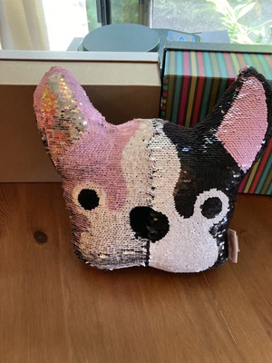 $14.99 • Buy ISCREAM REVERSIBLE PILLOW FRENCH BULLDOG 10”x11.5” Pink Black White Sequins
