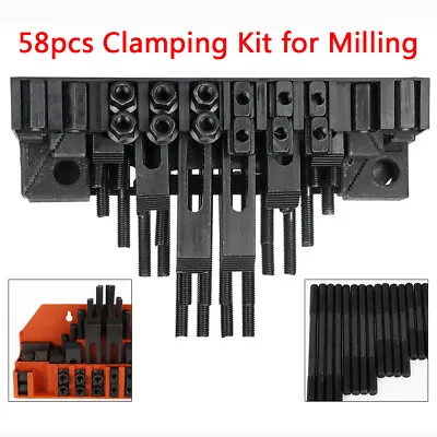 Clamping Bolt Metal 58 Pc M12 T-Nut Kit Hold Down Set Milling Machine Clamp Tool • $66.50