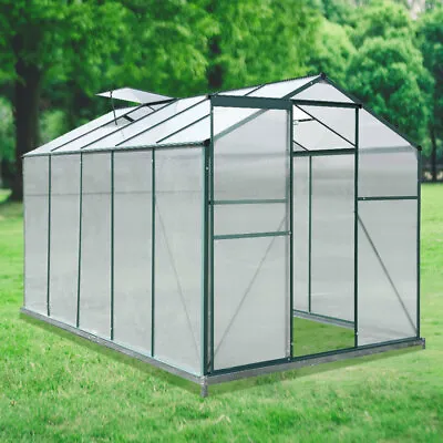 £309.95 • Buy Walk-In Greenhouse 4x6/6x6/8x6/10x6FT Polycarb Panel Aluminium Frame Door Window