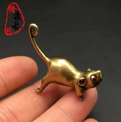£8.39 • Buy Collectible Japanese Handmade Brass Engraved Zodiac Rat Pendant Netsuke