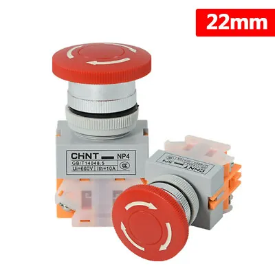 22mm Emergency Stop Push Button Switch E-STOP Switch Mushroom Switch ON/OFF NP4 • $7.25