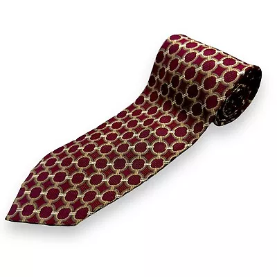 Tutto Matto Mens Silk Dress Tie Made In Italy Red Circle Geometric 59 3.75 • $25