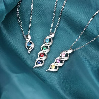 Bar Infinity Necklace For Women Personalized 1-10 Name Birthstone Custom Jewelry • $17.99