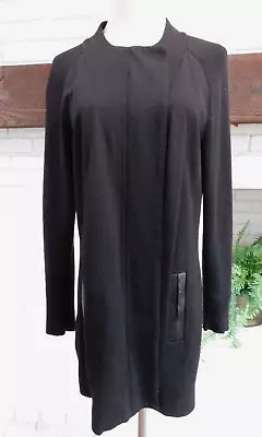 CABI Tailor Ponte Knit Full Zip Coat Black Sz M #3351 Long Jacket Cardigan • $27.95