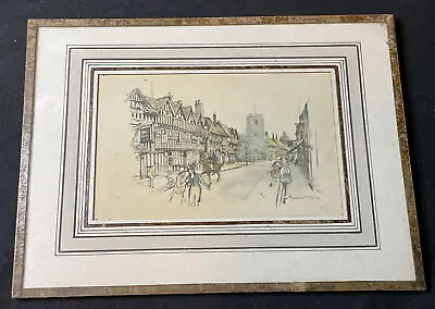Vintage Marjorie Bates Glass Mount Picture Print Stratford On Avon High Street • £15